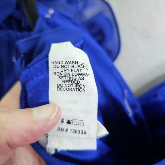 DEB Vintage Royal Blue One Shoulder Chiffon Party Dress Size 3/4 - Picture 10 of 10